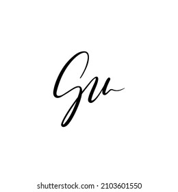 Handwritten Su letter logo, letter S and u monogram logo template