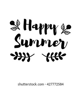 Handwritten summer illustration. Hand lettering summer typography poster. Vector illustration.