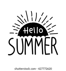 Handwritten summer illustration. Hand lettering summer typography poster. Vector illustration.
