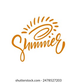 Handwritten summer text with a sun icon, perfect for seasonal promotions, holiday graphics, or summer events