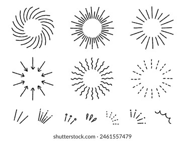 Handgeschriebener Sonnenausbruch (holprige Linien), Vektorillustration