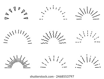 Handgeschriebener Sonnenausbruch (holprige Linien), Vektorillustration