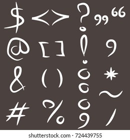 handwritten symbols punctuation