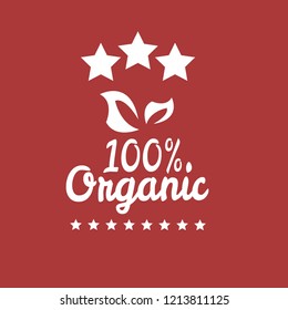 Handwritten tag lettering of 100% Organic Natural Products. 100% Organic  emblem, label, badge, logo. designed for organic products
