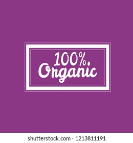 Handwritten tag lettering of 100% Organic Natural Products. 100% Organic  emblem, label, badge, logo. designed for organic products