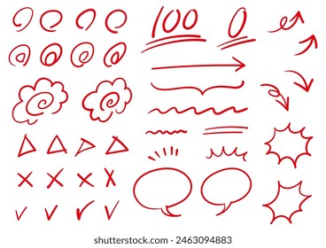 Handwritten test grading material icon set