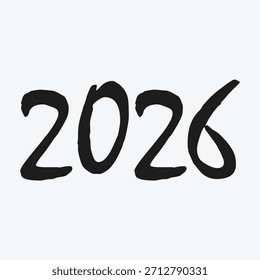 Handwritten text 2026 isolated on a white background