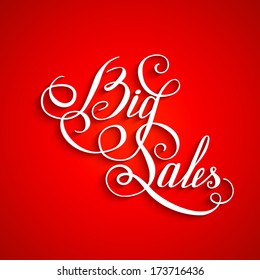 Handwritten text - Big Sales. Vector illustration.