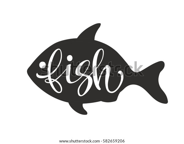 手書きのテキスト 魚 モダンな文字 ベクターイラスト のベクター画像素材 ロイヤリティフリー