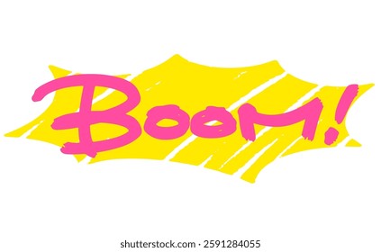 Handwritten Text Graphics with the Word “Boom!” in English