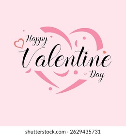 A handwritten text Happy Valentine Day. Lettering. Colorful holiday banner. soft color background