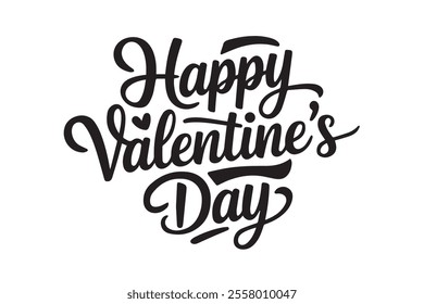 A handwritten text Happy Valentine's Day. Lettering. Colorful holiday banner. Vector illustration. It can be used for printing on T-shirts.