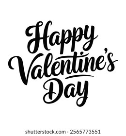 A handwritten text Happy Valentine's Day. Lettering. Colorful holiday banner. Vector illustration. It can be used for printing on T-shirts.