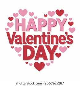 A handwritten text Happy Valentine's Day. Lettering. Colorful holiday banner. Vector illustration. It can be used for printing on T-shirts. Vector illustration