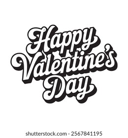 A handwritten text Happy Valentine's Day. Lettering. Colorful holiday banner. Vector illustration. It can be used for printing on T-shirts.
