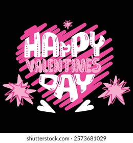 A handwritten text Happy Valentine's Day. Lettering. Colorful holiday banner. Vector illustration. It can be used for printing on T-shirts.