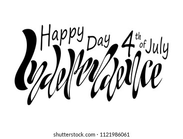 Handwritten text for holiday Independence Day of the United States on July 4 on a textured background. Vector for greeting card, banner, greeting, print.