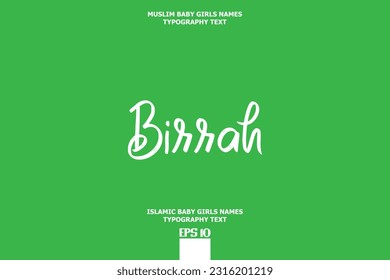 Handwritten Text of Islamic Female Name Birrah