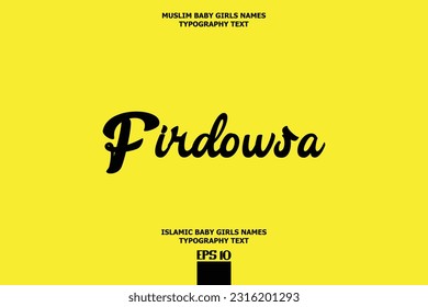 Texto manuscrito de Firdowsa, nombre islámico femenino
