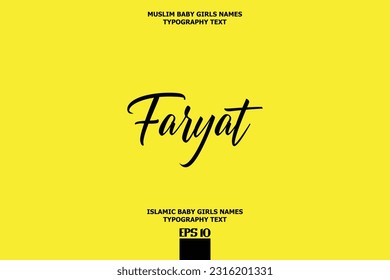Handwritten Text of Islamic Female Name Faryat