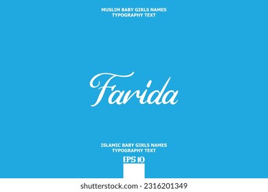 Handwritten Text of Islamic Female Name Farida