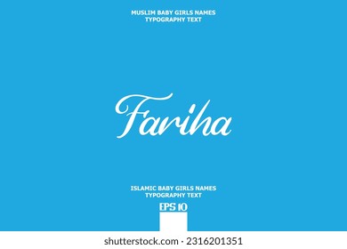 Handwritten Text of Islamic Female Name Fariha