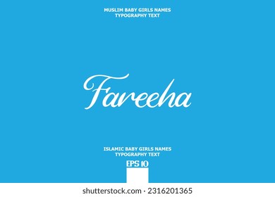 Handwritten Text of Islamic Female Name Fareeha