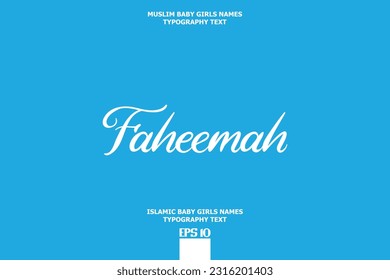 Handwritten Text of Islamic Female Name Faheemah