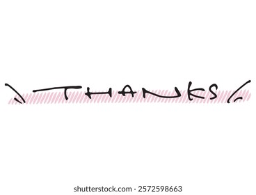 Handwritten text material. English message “thanks”