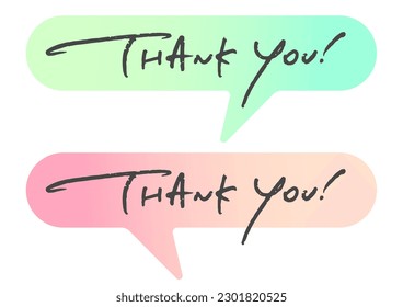 Handwritten text material "THANK YOU". Vector data.