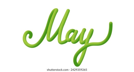 Handwritten text May isolated on a transparent background. Gradient lettering with 3d effect. Vector illustration for calendar