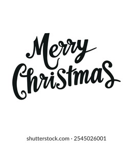 Handwritten text Merry Christmas. Lettering. Black inscription on white background. Vector.