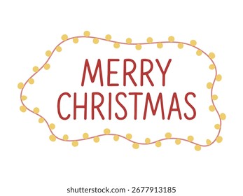 Texto manuscrito Feliz Navidades. Letras de Vector para el diseño del año Nuevo, inscripción con guirnalda