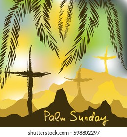 Handwritten text   Palm Sunday.   Vector design. 
