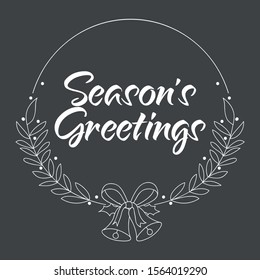 Handwritten text Season's Greetings for greeting card, flyer, brochure, poster logo with text lettering.