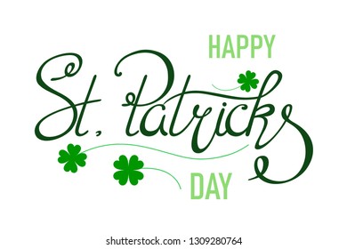 Handwritten text St. Patrick's Day on a white background.