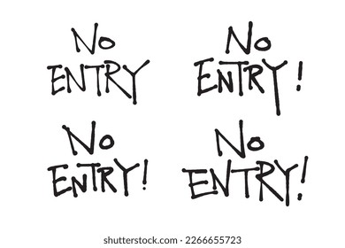 Handwritten  text word No Entry,Vector