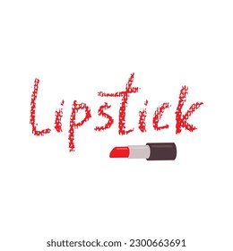 Handwritten texture inscription lettering lipstick.