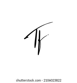 Handwritten TF letter logo. Simple signature vector