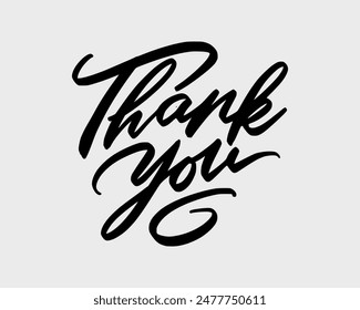 Handwritten "Thank You" lettering for greeting cards (vector).