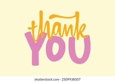 Handwritten Thank you lettering for greeting, colorful typography, lettering collection