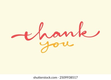 Handwritten Thank you lettering for greeting, colorful typography, lettering collection