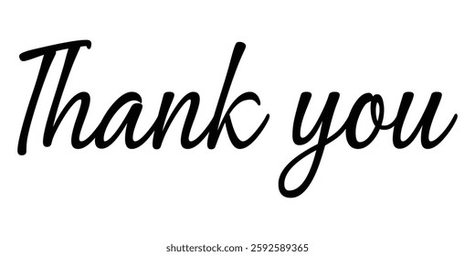 Handwritten Thank you Lettering. Thank you inscription calligraphy with smooth lines. For wedding card, banner, postcard. Hand drawn thank you typography letter design template.