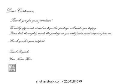 Handwritten Thank You Note Card Template for Online Shop