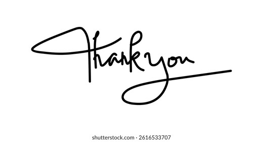 Handwritten Thank You Note. Hand Drawn Signature.