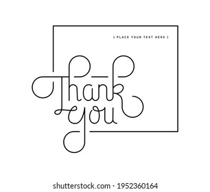 Handwritten thank you vector lettering inside the square border.