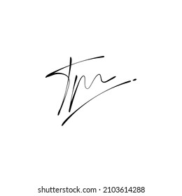 Handwritten tm letter logo, letter t and m monogram logo template