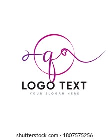 A handwritten touch equally charming and elegant type Q  logo template, Vector logo for business and company identity