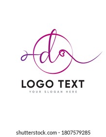A handwritten touch equally charming and elegant type D  logo template, Vector logo for business and company identity