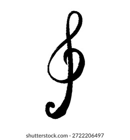 Ilustración de trazo de pincel de clave de agudos manuscritos